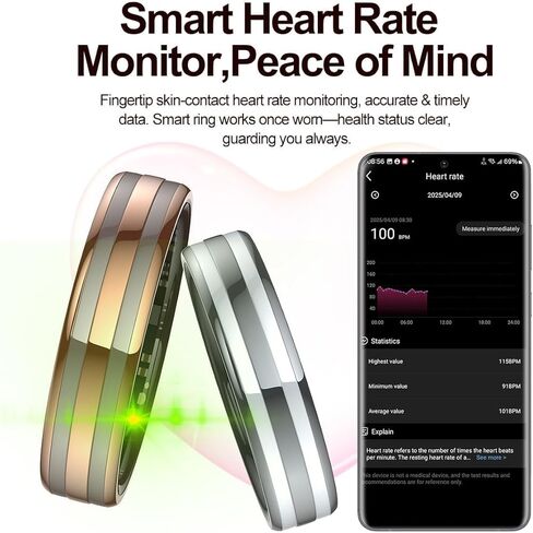 Smart Ring Ultra Narrow Heart Rate Monitor Slim Comfortable Sleep Ring Health Fitness Tracker Pedometer Step Counter Calories Waterproof Ladies Smart Rings for Women Men Anillo Inteligente in Saudi Arabia