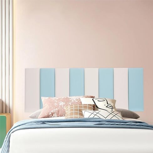 8PCS Self-Adhesive Soft Wall Panels Set Anti-Collision Padding 4 White Blue Easy Peel Stick Protection for Wall Peel in Saudi Arabia