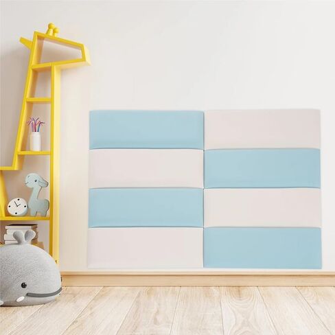 8PCS Self-Adhesive Soft Wall Panels Set Anti-Collision Padding 4 White Blue Easy Peel Stick Protection for Wall Peel in Saudi Arabia