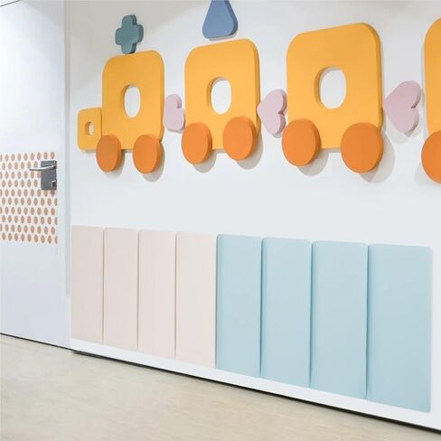 8PCS Self-Adhesive Soft Wall Panels Set Anti-Collision Padding 4 White Blue Easy Peel Stick Protection for Wall Peel in Saudi Arabia