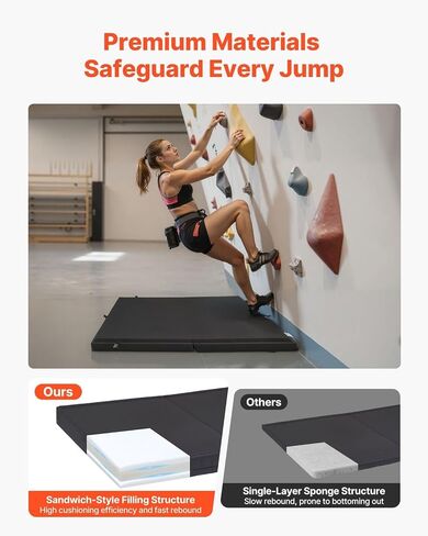 Bouldering Crash Pad, Bi-Fold Rock Climbing Crash Pad with Adjustable Backpack Straps and Handle, Foldable Lightweight for Indoor Bouldering & Outdoor Climbing(4x3 ft) in Saudi Arabia