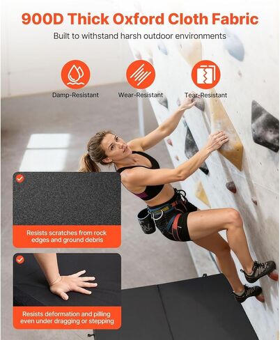 Bouldering Crash Pad, Bi-Fold Rock Climbing Crash Pad with Adjustable Backpack Straps and Handle, Foldable Lightweight for Indoor Bouldering & Outdoor Climbing(4x3 ft) in Saudi Arabia