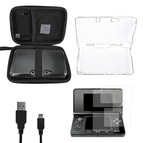 مجموعة ملحقات JDGPOKOO 5 في 1 لجهاز Nintendo 3DS، وحقيبة حمل لجهاز 3DS، وغطاء شفاف، ومجموعة من واقيات الشاشة وكابل شحن متوافق مع 3DS فقط in Saudi Arabia