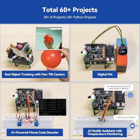 مجموعة SunFounder AI Fusion Lab لـ Raspberry Pi 5/4/3B+/Zero 2w، Multi-LLMs ChatGPT/Gemini/Grok، OpenCV وMediaPipe، Python، دورات فيديو للمهندسين المبتدئين in Saudi Arabia