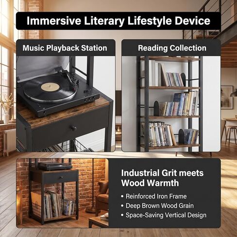 CD Storage Rack, 6-Tier DVD Organizer Shelf with Drawer & Adjustable Book Stoppers, Vinyl Record Holder &Multi-Purpose Media Organizer, Ideal for Living Room/Home Office,15.7x11.8x64.3Inch in Saudi Arabia