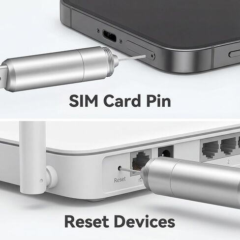أداة إزالة بطاقة SIM من ElevateTech مع فرشاة تنظيف 2 في 1، دبابيس سلسلة مفاتيح محمولة، قلم تنظيف فتاحة إبرة لجميع الهواتف المحمولة، فضي in Kuwait