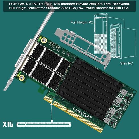 محول إيثرنت RDMA ذكي مزدوج 100 جيجابت/ثانية QSFP28 للويب 2.0، خوادم السحابة والتخزين، وحدة تحكم إيثرنت Mellanox ConnectX-5 EX MT28808A0، 2X 100 جيجابت PCIE Gen 4.0 x16 بطاقة NIC (CX516A) in Kuwait