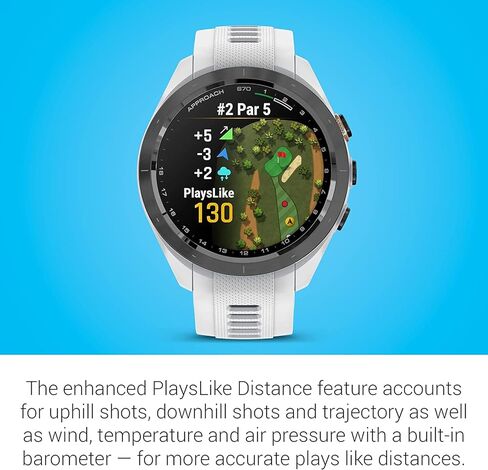 ساعة جولف Garmin Approach S70، مقاس 42 ملم، مزودة بنظام تحديد المواقع العالمي (GPS)، باللون الأبيض مع حامل شحن، ومحولات السيارة والجدار وأدوات التنظيف in Saudi Arabia