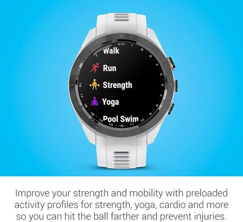 ساعة جولف Garmin Approach S70، مقاس 42 ملم، مزودة بنظام تحديد المواقع العالمي (GPS)، باللون الأبيض مع حامل شحن، ومحولات السيارة والجدار وأدوات التنظيف in Saudi Arabia