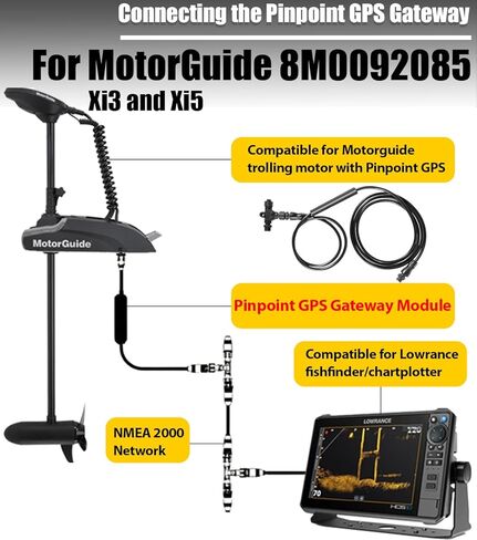 8M0092085 Xi Series Pinpoint GPS Gateway Kit for MotorGuide Xi3 and Xi5 Trolling Motors Connect to Lowrance Sonar GPS Integration with NMEA 2000 T-Connector in Saudi Arabia