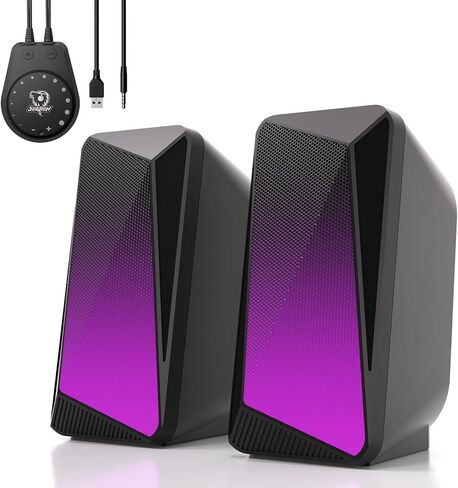 سماعات كمبيوتر بلوتوث SOULION C30، تعمل بمنفذ USB ومكبرات صوت AUX مقاس 3.5 مم مع جراب سهل التحكم، ومكبرات صوت للألعاب مع أضواء لهب نابضة وLED لشاشة Laotop Desktop، أسود in Kuwait