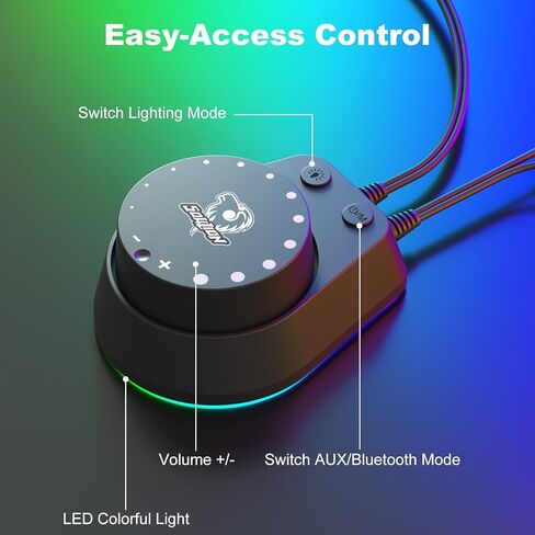 سماعات كمبيوتر بلوتوث SOULION C30، تعمل بمنفذ USB ومكبرات صوت AUX مقاس 3.5 مم مع جراب سهل التحكم، ومكبرات صوت للألعاب مع أضواء لهب نابضة وLED لشاشة Laotop Desktop، أسود in Kuwait