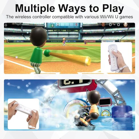 ADHJIE Wii Remote Controller, 2 Packs Wireless Controller Compatible with Wii/Wii U with Wrist Strap & Silicone Case, White in Saudi Arabia