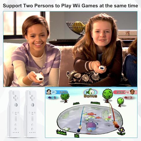 ADHJIE Wii Remote Controller, 2 Packs Wireless Controller Compatible with Wii/Wii U with Wrist Strap & Silicone Case, White in Saudi Arabia