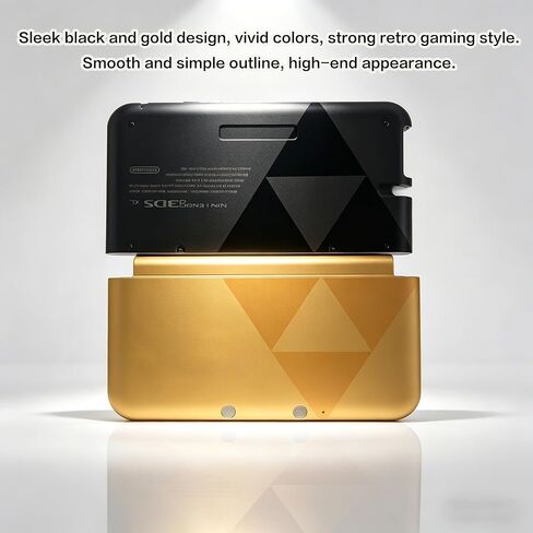 Replacement Shell for Nintendo 3DS XL (USA Old Model, SPR-001), Minimalist Black Gold Protective Case, Precise Cutouts Custom Housing, Retro Gaming Style Handheld Console Replacement Cover in Saudi Arabia