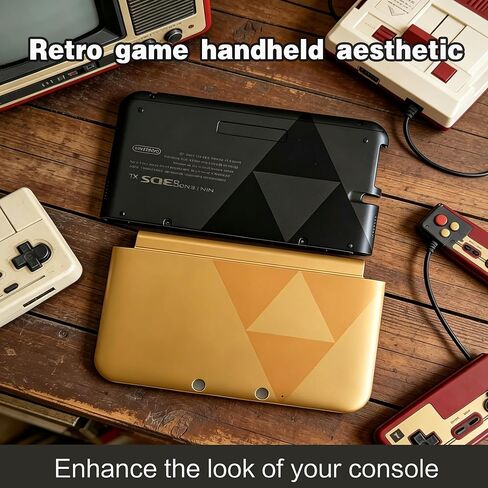 Replacement Shell for Nintendo 3DS XL (USA Old Model, SPR-001), Minimalist Black Gold Protective Case, Precise Cutouts Custom Housing, Retro Gaming Style Handheld Console Replacement Cover in Saudi Arabia