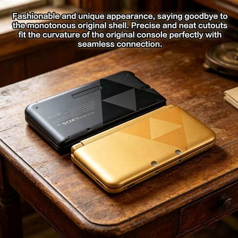 Replacement Shell for Nintendo 3DS XL (USA Old Model, SPR-001), Minimalist Black Gold Protective Case, Precise Cutouts Custom Housing, Retro Gaming Style Handheld Console Replacement Cover in Saudi Arabia