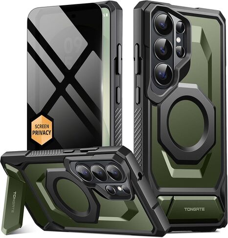 TONGATE Magnetic for Samsung Galaxy S26 Ultra Case with Stand and Privacy Screen Protector, Compatible with MagSafe, TPU Non-Slip Military Grade Protection Shockproof Phone Case for S26 Ultra, Black in Saudi Arabia