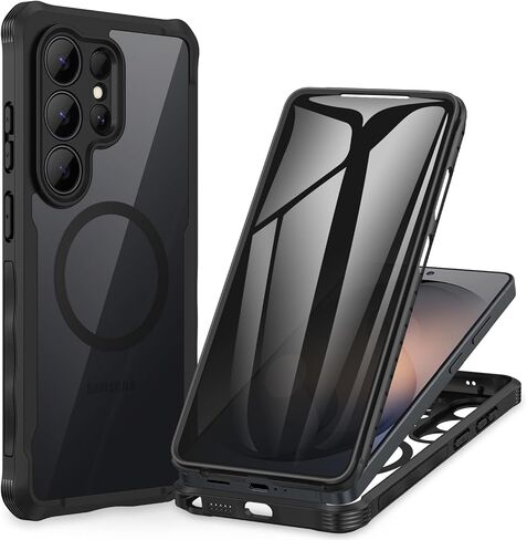 حافظة CENHUFO للخصوصية لهاتف Samsung Galaxy S26 Ultra، حافظة هاتف كاملة الجسم مع واقي شاشة للخصوصية من الزجاج المقوى 9H مدمج وواقي للكاميرا، غطاء مغناطيسي واقٍ مقاوم للصدمات - أسود in Kuwait