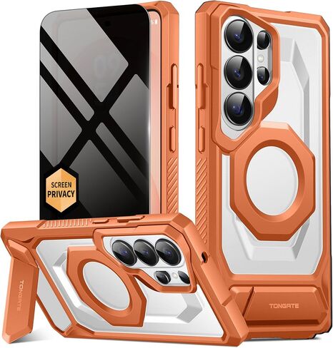 TONGATE Magnetic for Samsung Galaxy S26 Ultra Case with Stand and Privacy Screen Protector, Compatible with MagSafe, TPU Non-Slip Military Grade Protection Shockproof Phone Case for S26 Ultra, Black in Saudi Arabia