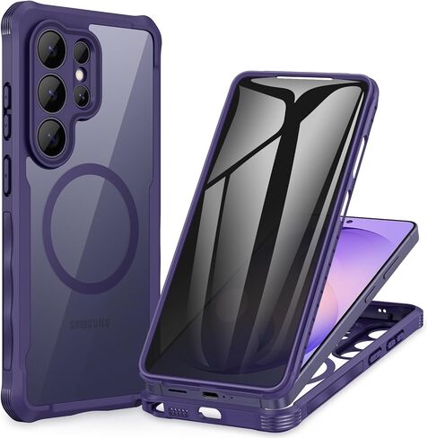 حافظة CENHUFO للخصوصية لهاتف Samsung Galaxy S26 Ultra، حافظة هاتف كاملة الجسم مع واقي شاشة للخصوصية من الزجاج المقوى 9H مدمج وواقي للكاميرا، غطاء مغناطيسي واقٍ مقاوم للصدمات - أسود in Kuwait