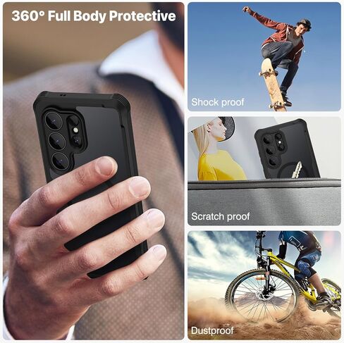 حافظة CENHUFO للخصوصية لهاتف Samsung Galaxy S26 Ultra، حافظة هاتف كاملة الجسم مع واقي شاشة للخصوصية من الزجاج المقوى 9H مدمج وواقي للكاميرا، غطاء مغناطيسي واقٍ مقاوم للصدمات - أسود in Kuwait