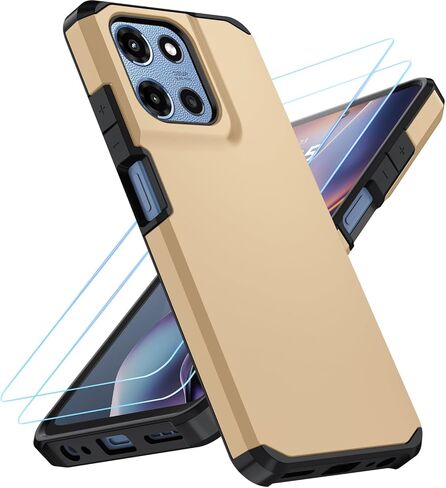 حافظة Moto G 2026/2025، حافظة Moto G Play 2026 مع 2 واقي شاشة عالي الدقة، غطاء هاتف مقاوم للصدمات من الدرجة العسكرية، غطاء متين من السيليكون 3 في 1 لهاتف Moto G 5G & G Play (أسود) in Saudi Arabia