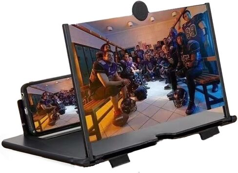 Phone Screen Magnifier with HD Enlargement Display and Phone Stand. 3D HD visuals, Stable Foldable Design, Compatible with All Smartphones 12 inch (Black) in Saudi Arabia