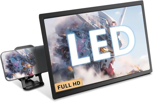 15.6 Inch HD Screen Magnifier for Cell Phone & Mobile Video Projector, Foldable Stand, Compatible with All USB-C Laptops, Tablets & Phones, Mini HDMI Interface, Ideal for Movies, Videos and Gaming in Saudi Arabia