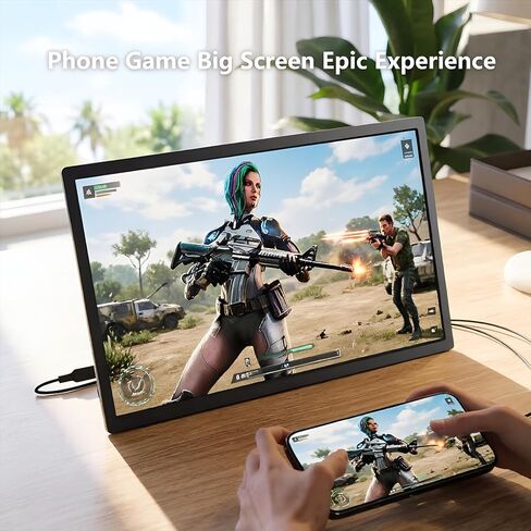15.6 Inch HD Screen Magnifier for Cell Phone & Mobile Video Projector, Foldable Stand, Compatible with All USB-C Laptops, Tablets & Phones, Mini HDMI Interface, Ideal for Movies, Videos and Gaming in Saudi Arabia