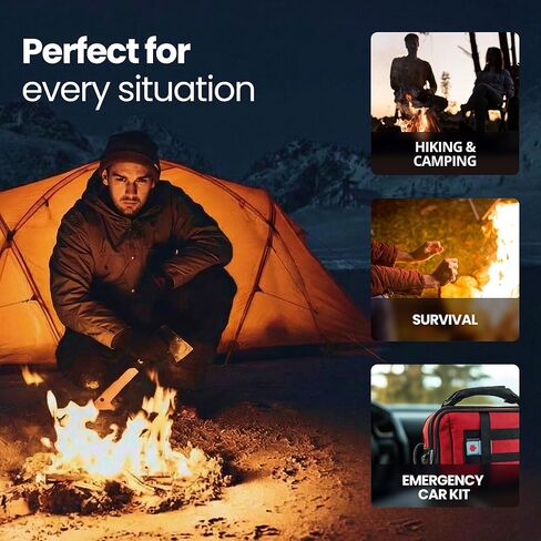 مجموعة Wallaby Fire Starter - 33 قابسًا مقاومًا للماء في علبة معدنية + أدوات متعددة لقضيب الصوان، دليل بقاء الجيب، حقيبة تخزين مايلر محكمة الغلق - التخييم، الطوارئ، الشواية، حفرة النار in Kuwait