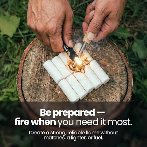مجموعة Wallaby Fire Starter - 33 قابسًا مقاومًا للماء في علبة معدنية + أدوات متعددة لقضيب الصوان، دليل بقاء الجيب، حقيبة تخزين مايلر محكمة الغلق - التخييم، الطوارئ، الشواية، حفرة النار in Kuwait