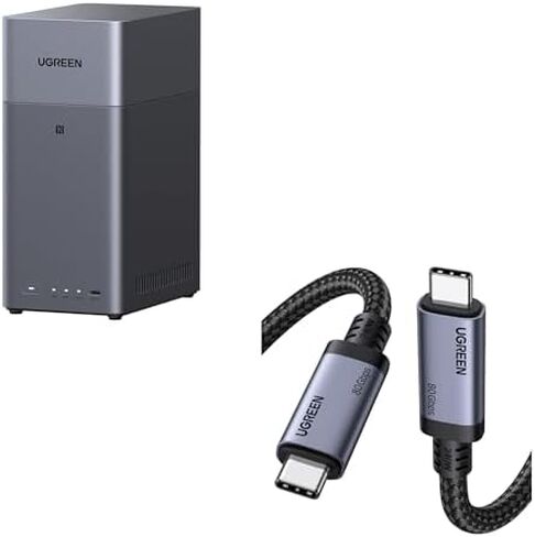 UGREEN NAS DH2300 2-Bay NAS and USB4 80Gbps Cable Kit, 64TB Ready Network Attached Storage with Remote Access & Fast Charging for Mac/iPad in Saudi Arabia