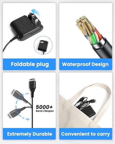 حزمة شاحن GUBASA gameboy Advance sp: محول حائط تيار متردد وكابل شحن USB C إلى GBA SP، شاحن Gameboy SP متوافق مع أنظمة Nintendo DS/GBA SP، مجموعة شاحن محمول Gameboy Advance للسفر in Kuwait