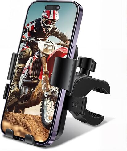 حامل هاتف للدراجة النارية، مشبك للهاتف الخلوي ومقود الدراجة والسكوتر لهواتف iPhone 16 Pro Max/Plus و15 Pro Max وS10 وS20 والمزيد من الهواتف الذكية مقاس 4.7 بوصة إلى 6.8 بوصة in Kuwait