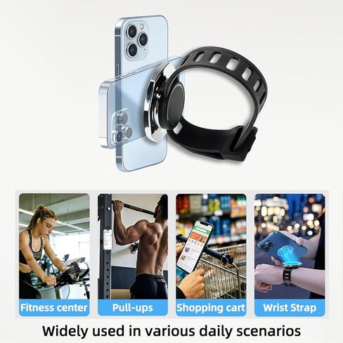 Magnetic Phone Mount with Flexible Bendable Mounting, Compatible with MagSafe, Gym, Steering Wheel, Stroller & Wrist Strap, Universal for iPhone 17/16/15/14/13/12, Treadmill, Shopping Cart in Saudi Arabia
