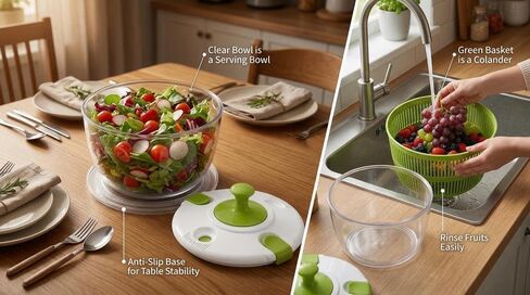 Salad Spinner-Lettuce Spinner | Best Fruit Washer with Spinner Bowl, Easy-Spin Handle, 5QT in Saudi Arabia