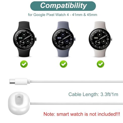 Kissmart Charger for Pixel Watch 4 - Replacement Charging Dock Cable for Google Pixel Watch 4 Smartwatch 41mm and 45mm (White) in Saudi Arabia