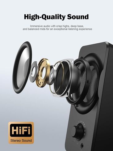مكبرات صوت كمبيوتر Bluedee لأجهزة الكمبيوتر المكتبية، مكبرات صوت مزدوجة السائق مع مصابيح RGB، توصيل وتشغيل مكبر صوت USB سلكي مدمج لأجهزة الكمبيوتر المحمول وسطح المكتب، USB أو USB-C للطاقة والصوت in Saudi Arabia