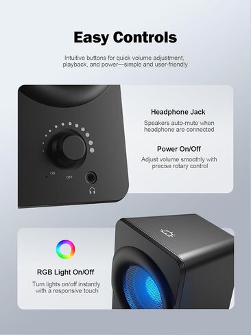 مكبرات صوت كمبيوتر Bluedee لأجهزة الكمبيوتر المكتبية، مكبرات صوت مزدوجة السائق مع مصابيح RGB، توصيل وتشغيل مكبر صوت USB سلكي مدمج لأجهزة الكمبيوتر المحمول وسطح المكتب، USB أو USB-C للطاقة والصوت in Saudi Arabia