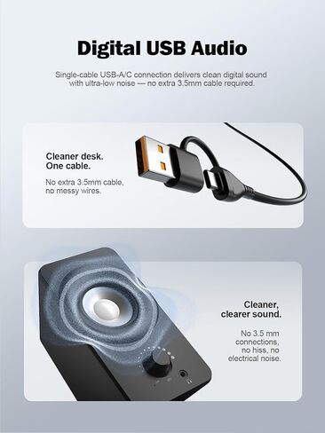 مكبرات صوت كمبيوتر Bluedee لأجهزة الكمبيوتر المكتبية، مكبرات صوت مزدوجة السائق مع مصابيح RGB، توصيل وتشغيل مكبر صوت USB سلكي مدمج لأجهزة الكمبيوتر المحمول وسطح المكتب، USB أو USB-C للطاقة والصوت in Saudi Arabia