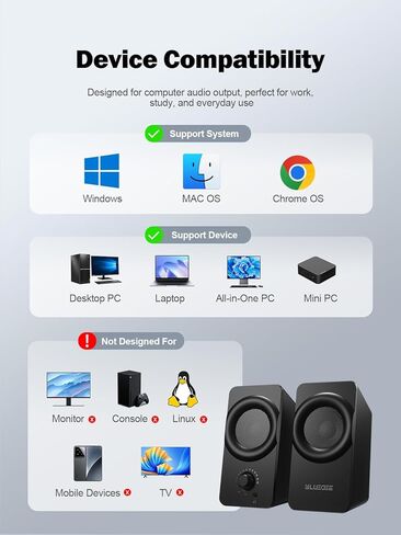 مكبرات صوت كمبيوتر Bluedee لأجهزة الكمبيوتر المكتبية، مكبرات صوت مزدوجة السائق مع مصابيح RGB، توصيل وتشغيل مكبر صوت USB سلكي مدمج لأجهزة الكمبيوتر المحمول وسطح المكتب، USB أو USB-C للطاقة والصوت in Saudi Arabia