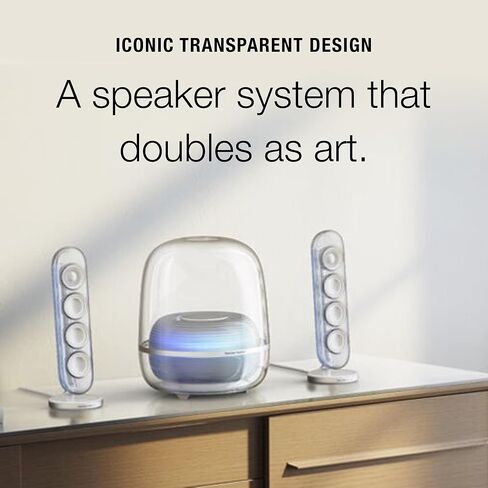 مكبر صوت Harman Kardon SoundSticks 5 2.1 قناة بلوتوث مع HDMI - أبيض - تصميم مكبر صوت ثلاثي الاتجاهات مع عرض ضوئي متعدد الألوان - بث الموسيقى واتصال Auracast متعدد السماعات in Kuwait