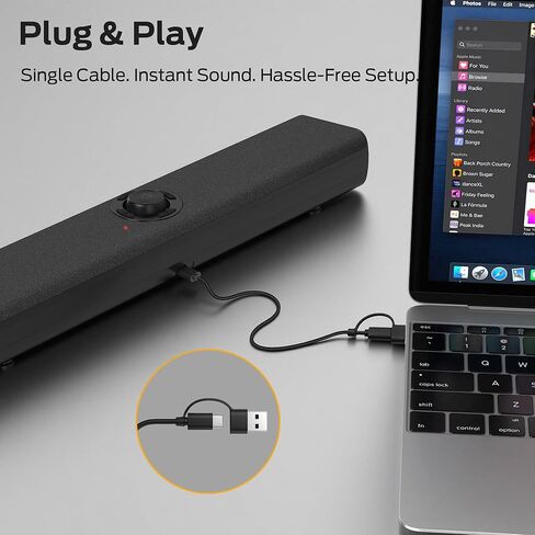 Monster S330 Computer Speakers, HiFi Stereo Sound PC Speakers, Bluetooth 6.0 Computer Sound Bar with Dynamic RGB Light, USB/Type-C Plug & Play, Gaming Speakers for Computer Desktop, PC, Laptop, Tablet in Saudi Arabia