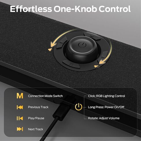 Monster S330 Computer Speakers, HiFi Stereo Sound PC Speakers, Bluetooth 6.0 Computer Sound Bar with Dynamic RGB Light, USB/Type-C Plug & Play, Gaming Speakers for Computer Desktop, PC, Laptop, Tablet in Saudi Arabia