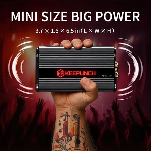 4 Channel Car Amplifier with Bluetooth, Compact Class D Stereo Audio Amp, 4 x 130W RMS @4 Ohms, 4 x 210W @2 Ohms, 2 x 420W Bridged, Auto Turn-On, Start-Stop Ready, Bass Remote in Saudi Arabia