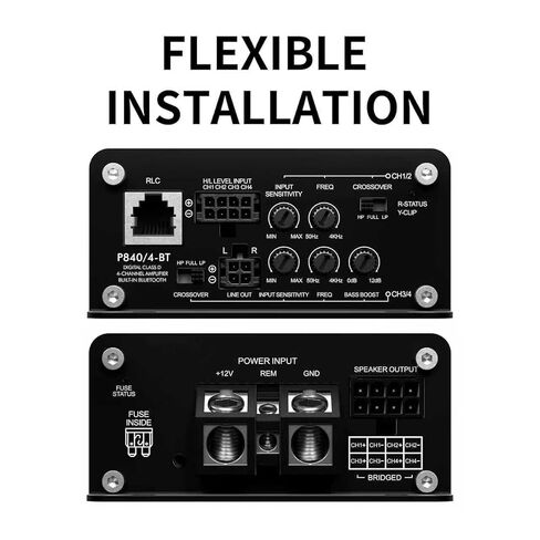 4 Channel Car Amplifier with Bluetooth, Compact Class D Stereo Audio Amp, 4 x 130W RMS @4 Ohms, 4 x 210W @2 Ohms, 2 x 420W Bridged, Auto Turn-On, Start-Stop Ready, Bass Remote in Saudi Arabia