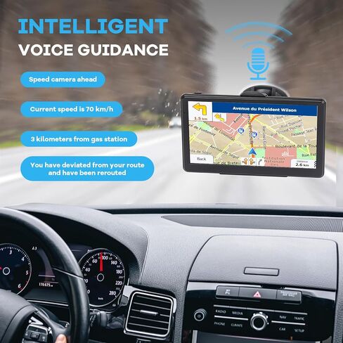 جهاز ملاح GPS لشاحنة السيارة RV، نظام ملاحة GPS بشاشة لمس 7 بوصة، خريطة 2026 مع توجيه صوتي، تنبيه السرعة، تحذير الضوء الأحمر، توجيه مخصص للشاحنة، تحديثات مجانية مدى الحياة (أزرق) in Kuwait