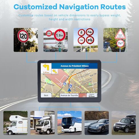 جهاز ملاح GPS لشاحنة السيارة RV، نظام ملاحة GPS بشاشة لمس 7 بوصة، خريطة 2026 مع توجيه صوتي، تنبيه السرعة، تحذير الضوء الأحمر، توجيه مخصص للشاحنة، تحديثات مجانية مدى الحياة (أزرق) in Kuwait