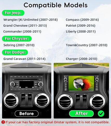 ستيريو راديو السيارة لسيارة Jeep Wrangler JK 2007-2018، Android 13 شاشة تعمل باللمس CarPlay Android Auto Bluetooth GPS Navigation 2+64G وحدة رئيسية مع كاميرا احتياطية in Kuwait